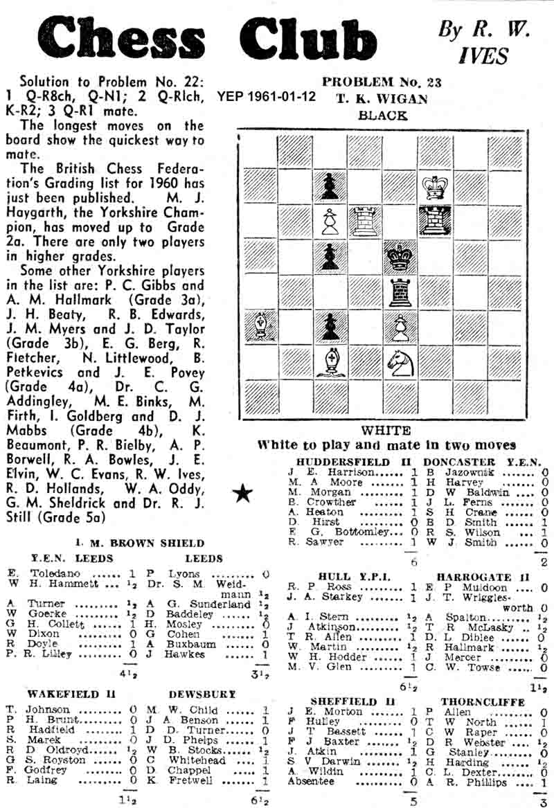 29 December 1960, Yorkshire Evening Post, chess column