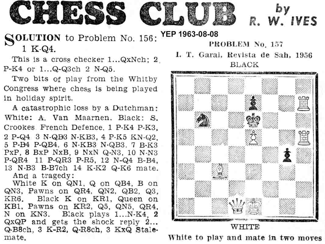 23 June 1960, Yorkshire Evening Post, chess column