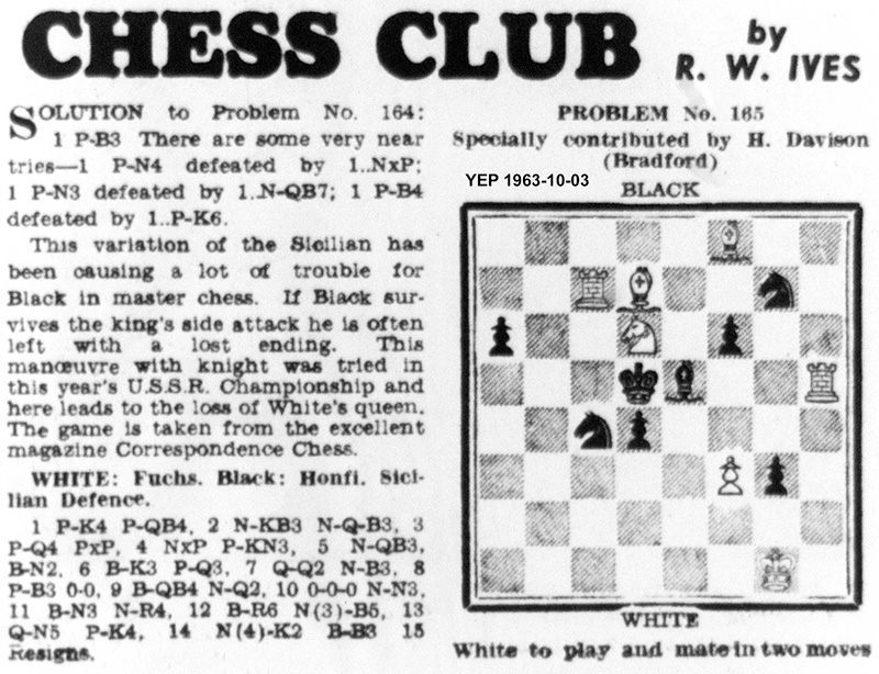 7 November 1963, Yorkshire Evening Post, chess column