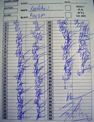 Korchnoi's scoresheet against Rowson